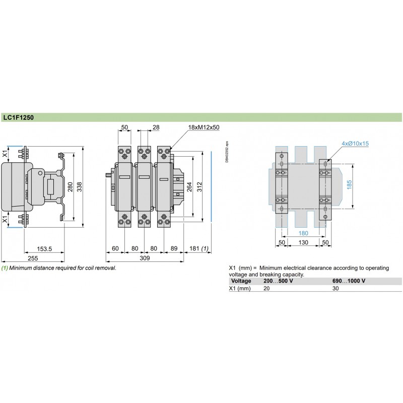 LC1F1250M7 - Контактор Tesys F, In-1250 A(AC-1) Uc-220 В AC, Schneider Electric