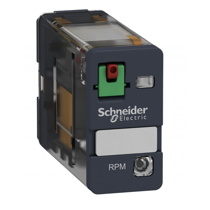 RPM12JD - Промежуточное реле RPM, Ie-15 A, Uc-12 В DC, 1 C/O, LED, кнопка тест, Schneider Electric