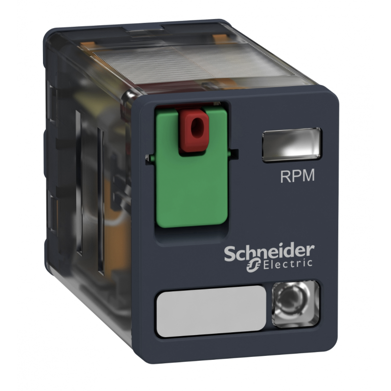 RPM22B7 - Промежуточное реле RPM, Ie-15 A, Uc-24 В AC, 2 C/O, LED, кнопка тест, Schneider Electric
