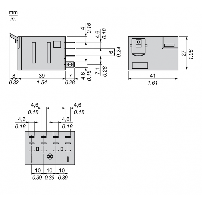 RPM42B7 - Промежуточное реле RPM, Ie-15 A, Uc-24 В AC, 4 C/O, LED, кнопка тест, Schneider Electric