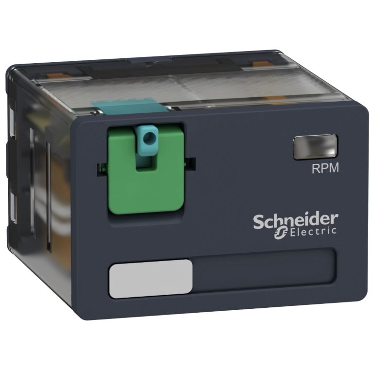 RPM41P7 - Промежуточное реле RPM, Ie-15 A, Uc-230 В AC, 4 C/O, кнопка тест, Schneider Electric