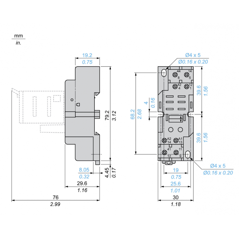 RPZF2 - Розетка для реле RPM, 2 C/O, Schneider Electric