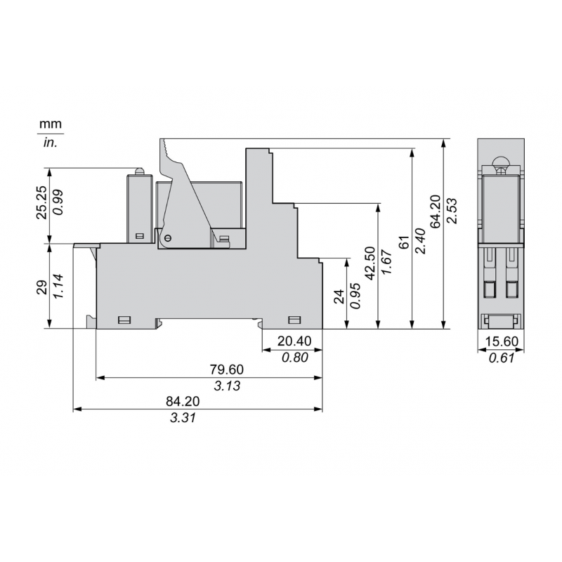 RSB1A120BDPV - Промежуточное реле RSB (в сборе с цоколем), Ie-12 A, Uc-24 В DC, 1 C/O, Schneider Electric