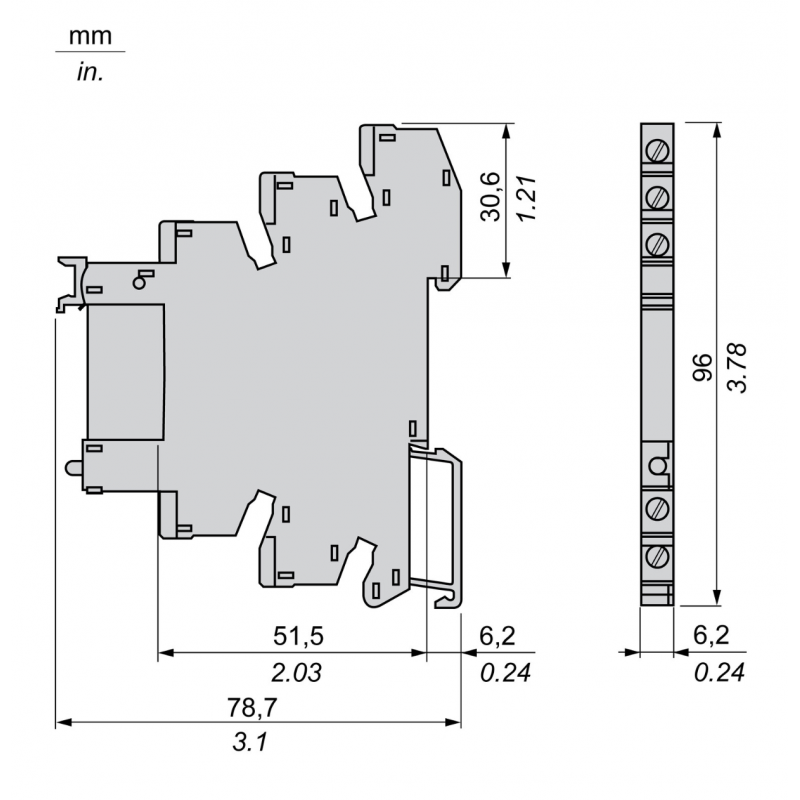 RSL1PVEU - Промежуточное реле RSL в сборе с цоколем (винтовые зажимы), Ie-6 A, Uc-48 В AC/DC, 1 C/O, Schneider Electric