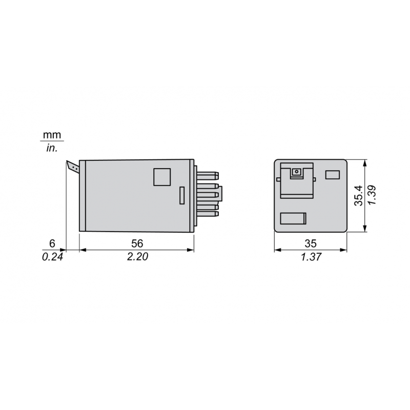 RUMC32FD - Промежуточное реле RUM, Ie-10 A, Uc-110 В DC, 3 C/O, LED, Кнопка тест, Schneider Electric