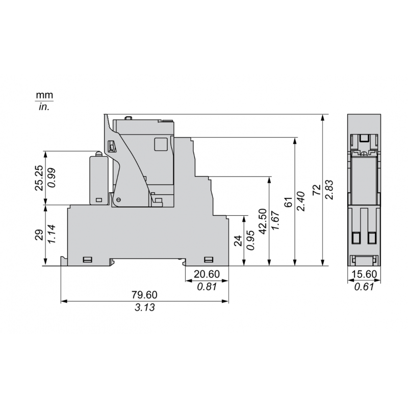 RXG12BDPV - Промежуточное реле RXG (в сборе с цоколем), Ie-10 A, Uc-24 В DC, 1 C/O, LED, кнопка тест, Schneider Electric