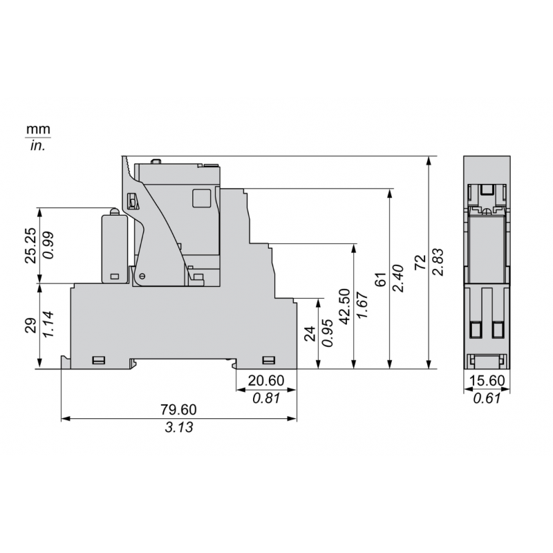 RXG13P7PV - Промежуточное реле RXG (в сборе с цоколем), Ie-10 A, Uc-230 В AC, 1 C/O, LED, Schneider Electric