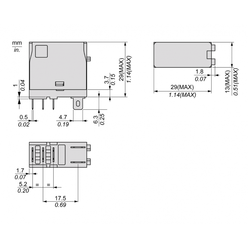 RXG15P7 - Промежуточное реле RXG, Ie-10 A, Uc-230 В AC, 1 C/O, Schneider Electric