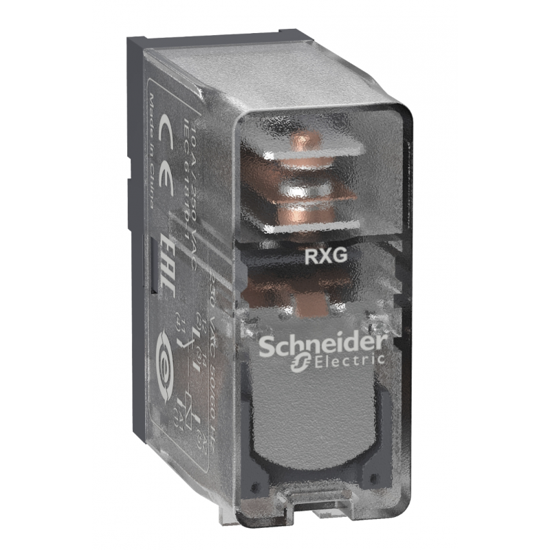 RXG15P7 - Промежуточное реле RXG, Ie-10 A, Uc-230 В AC, 1 C/O, Schneider Electric