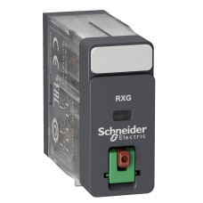 RXG21BD - Промежуточное реле RXG, Ie-5 A, Uc-24 В DC, 2 C/O, кнопка тест, Schneider Electric