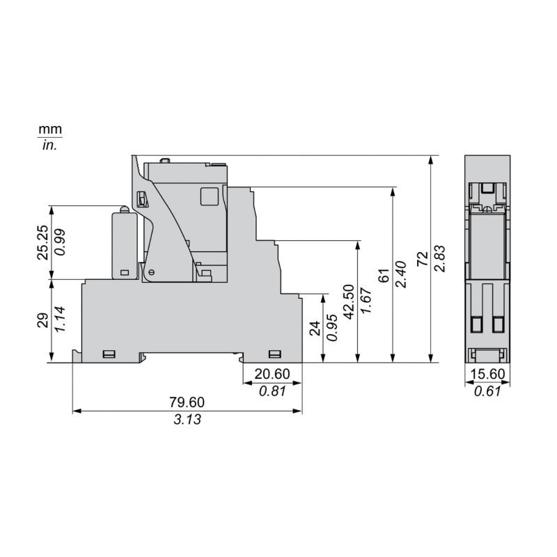 RXG21P7PV - Промежуточное реле RXG (в сборе с цоколем), Ie-5 A, Uc-230 В AC, 2 C/O, кнопка тест, Schneider Electric
