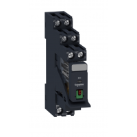 RXG21BDPV - Промежуточное реле RXG (в сборе с цоколем), Ie-5 A, Uc-24 В DC, 2 C/O, кнопка тест, Schneider Electric