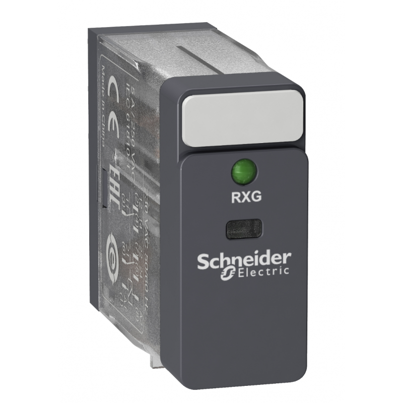RXG23BD - Промежуточное реле RXG, Ie-5 A, Uc-24 В DC, 2 C/O, LED, Schneider Electric