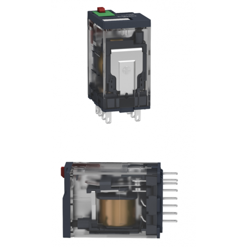 RXM2AB1BD - Промежуточное реле RXM, Ie-12 A, Uc-24 В DC, 2 C/O, кнопка тест, Schneider Electric