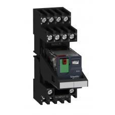 RXM2AB2BDPVM - Промежуточное реле RXM (в сборе с цоколем), Ie-12 A, Uc-24 В DC, 2 C/O, LED, кнопка тест, Schneider Electric