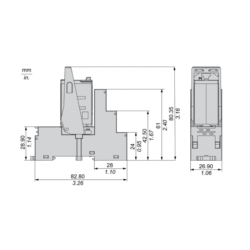 RXM2AB2P7PVS - Промежуточное реле RXM (в сборе с цоколем), Ie-12 A, Uc-230 В AC, 2 C/O, LED, кнопка тест, Schneider Electric