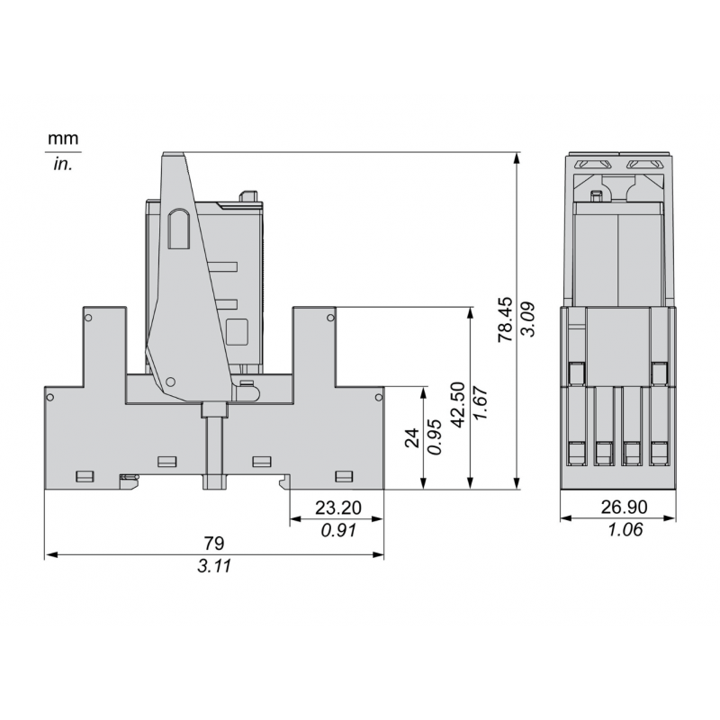 RXM4AB1P7PVM - Промежуточное реле RXM (в сборе с цоколем), Ie-6 A, Uc-230 В AC, 4 C/O, кнопка тест, Schneider Electric