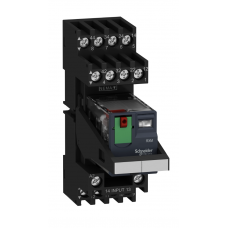 RXM4AB1BDPVM - Промежуточное реле RXM (в сборе с цоколем), Ie-6 A, Uc-24 В DC, 4 C/O, кнопка тест, Schneider Electric