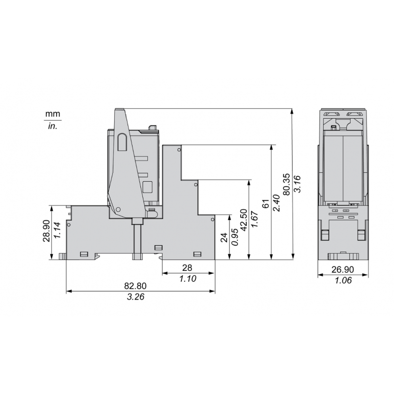 RXM4AB1P7PVS - Промежуточное реле RXM (в сборе с цоколем), Ie-6 A, Uc-230 В AC, 4 C/O, кнопка тест, Schneider Electric