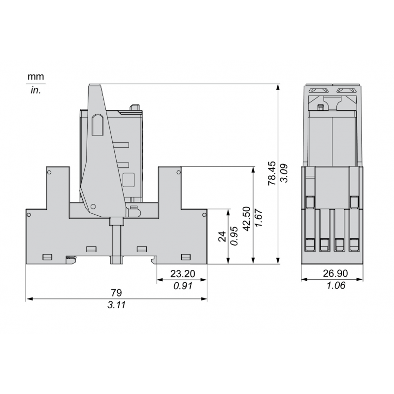 RXM4AB2BDPVM - Промежуточное реле RXM (в сборе с цоколем), Ie-6 A, Uc-24 В DC, 4 C/O, LED, кнопка тест, Schneider Electric