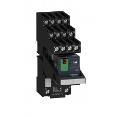 RXM4AB2BDPVS - Промежуточное реле RXM (в сборе с цоколем), Ie-6 A, Uc-24 В DC, 4 C/O, LED, кнопка тест, Schneider Electric