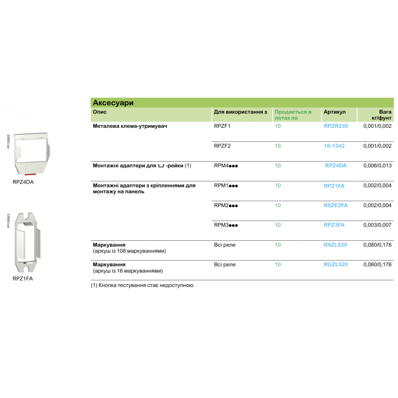 RPZR235 - Фиксирующая скоба для розеток RPM, Schneider Electric