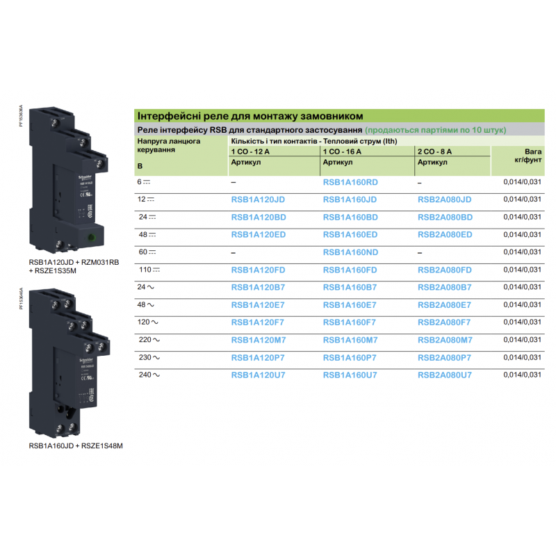 RSB2A080FD - Промежуточное реле RSB, Ie-8 A, Uc-110 В DC, 2 C/O, Schneider Electric