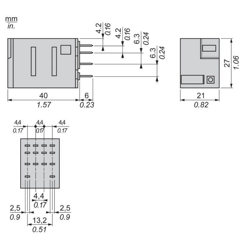 RXM4AB3BD - Промежуточное реле RXM, Ie-6 A, Uc-24 В DC, 4 C/O, LED, Schneider Electric