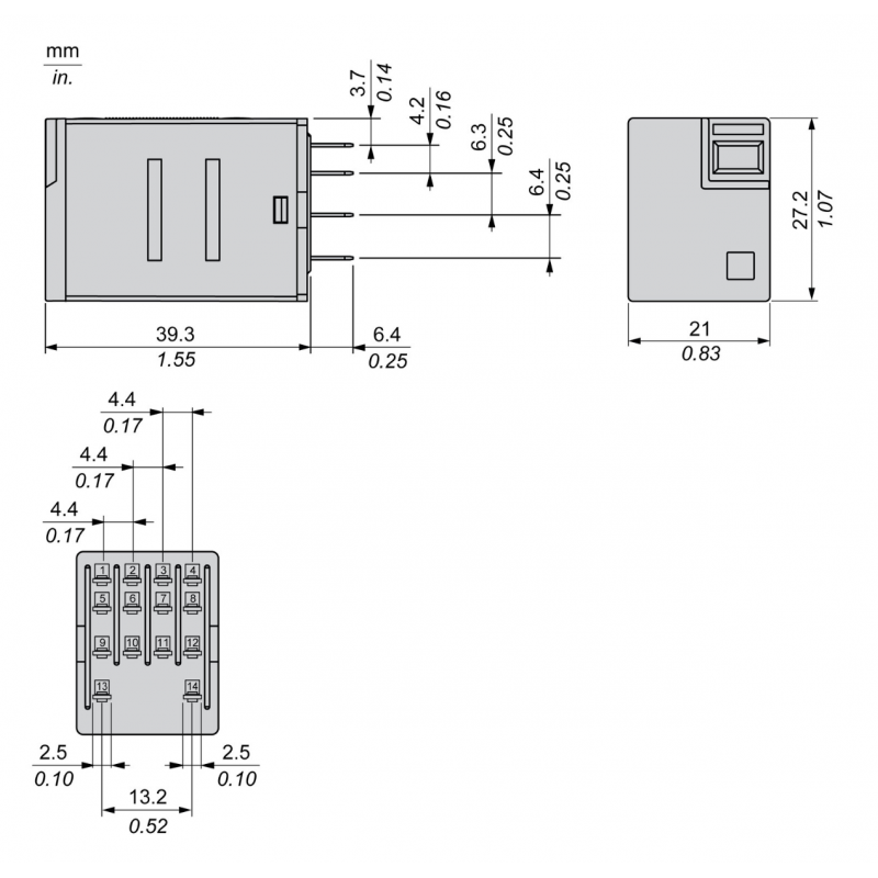 RXM4LB2P7 - Промежуточное реле RXM, Ie-3 A, Uc-230 В AC, 4 C/O, LED, Schneider Electric