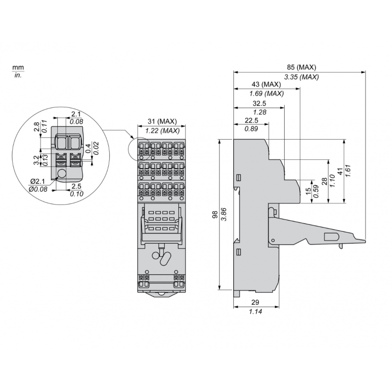 RXZE14P - Розетка для реле RXM2LB/RXM4LB, Schneider Electric