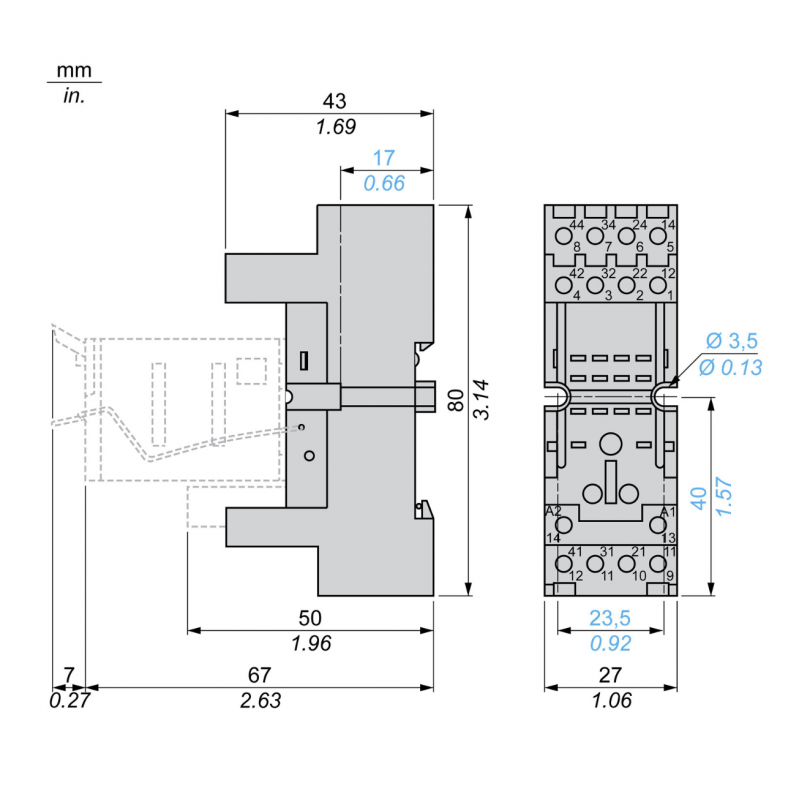 RXZE2M114M - розетка для реле типа RXM3, Schneider Electric