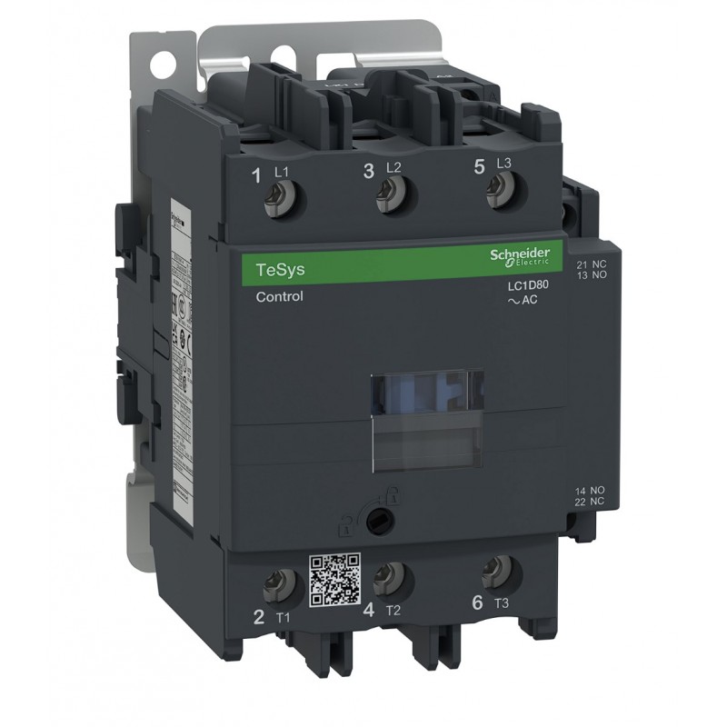 LC1D80B7 - Контактор Tesys D, In-80 A, 37 кВт, Uc-24 В AC, 1NO+1NC, Schneider Electric