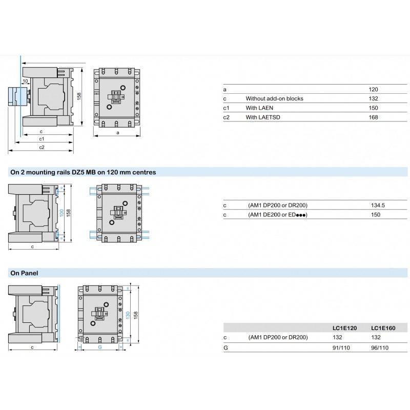 LC1E160M5 - Контактор Tesys E, In-160 A, 75 кВт, Uc-220 В AC, 1NO+1NC, Schneider Electric