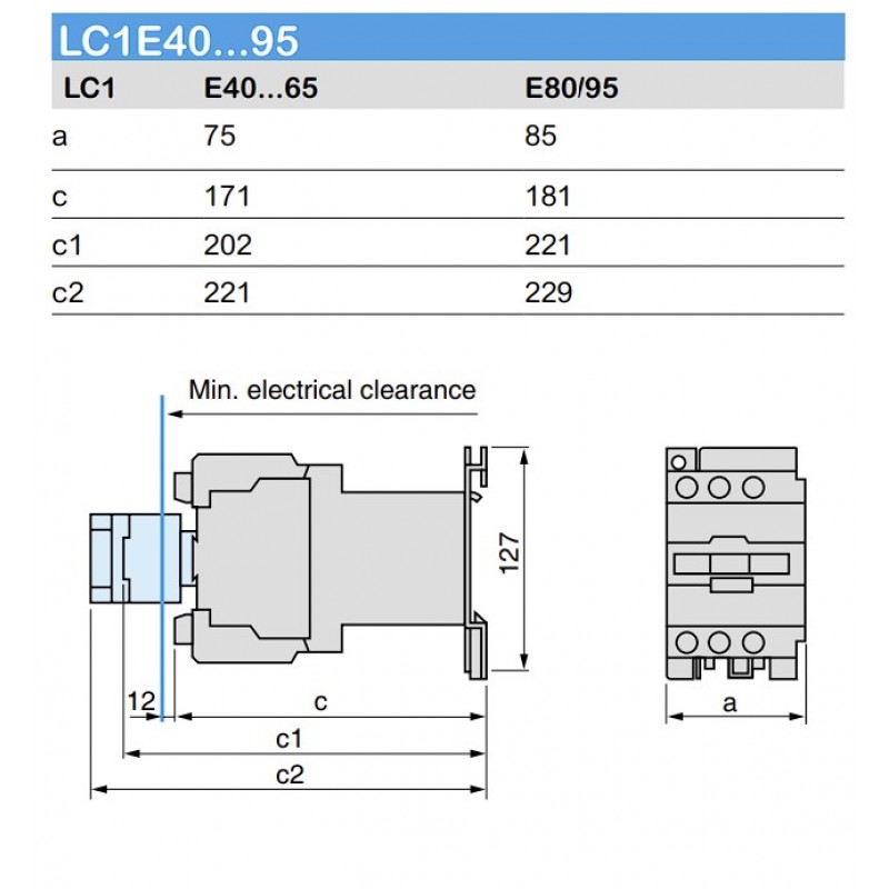 LC1E50M5 - Контактор Tesys E, In-50 A, 22 кВт, Uc-220 В AC, 1NO+1NC, Schneider Electric