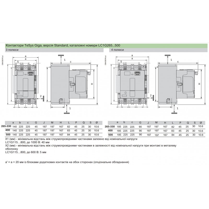 LC1G3304EHEN - Контактор TeSys Giga Standard, 4P, In-330 A, Uc-48...130 В AC/DC, Schneider Electric
