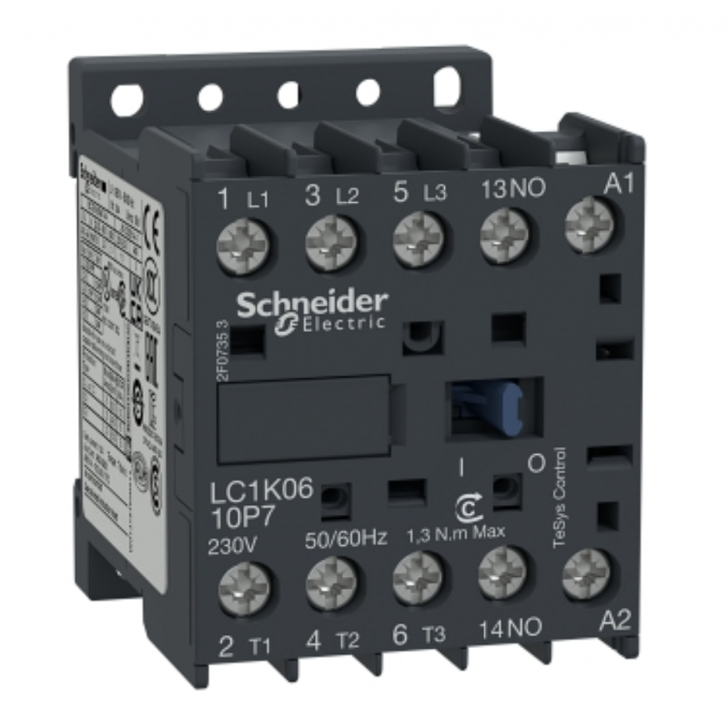LC1K1610M7 - Контактор Tesys K, In-16 A, 7,5 кВт, Uc-220 В AC, 1NO, Schneider Electric