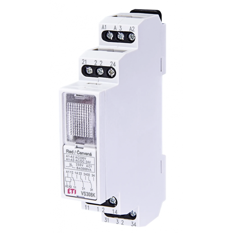 2471204 - Промежуточное реле VS308K, 3x8A AC1, Uc-24V AC/DC  /230 В AC, ETI