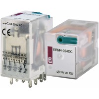 Промежуточное реле ERM4, In-6 A, 4 C/O, Uc-24 В DC, ETI (2473006)