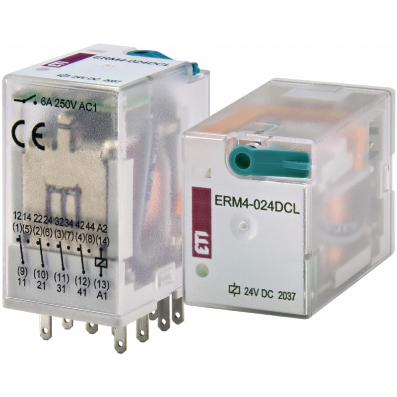 2473007 - Промежуточное реле ERM4, In-6 A, 4 C/O, Uc-24 В DC (LED), ETI