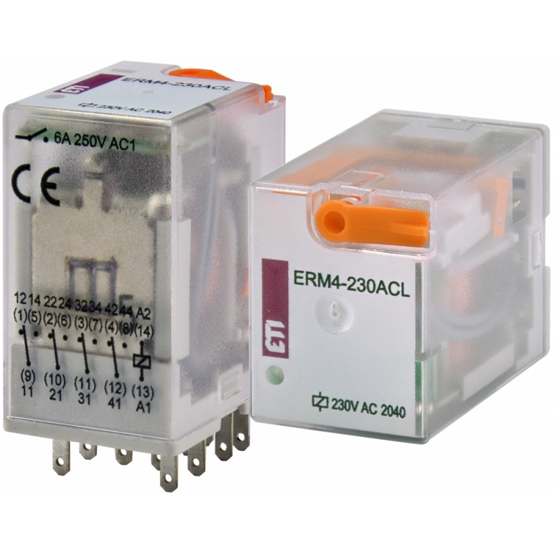 2473011 - Промежуточное реле ERM4, In-6 A, 4 C/O, Uc-230 В AC (LED), ETI