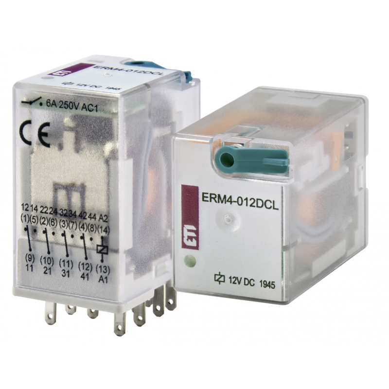 2473021 - Промежуточное реле ERM4, In-6 A, 4 C/O, Uc-12 В DC (LED), ETI