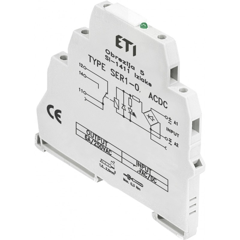2473053 - Интерфейсное реле SER1, In-6 A, 1 C/O, Uc-230 В AC/DC, 6 A, ETI