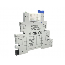 HF-41F - Промежуточное реле в сборе с цоколем (винтовые зажимы), Ie-6 A, Uc-12-24 В AC/DC, 1 C/O, Tense