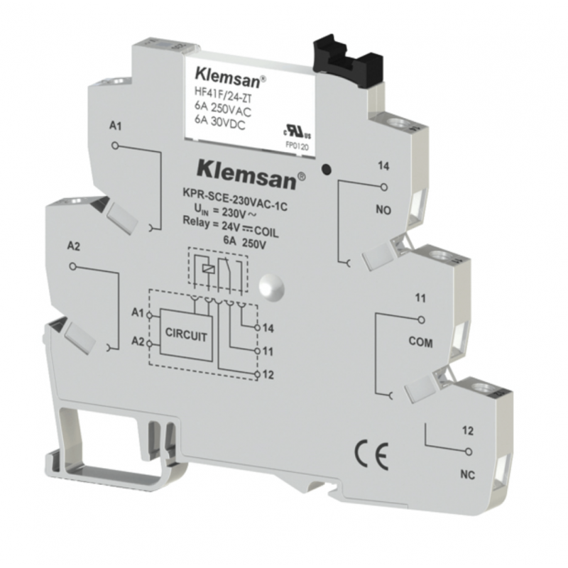0.0.0.2.70850 - Промежуточное реле KPR-SWE  в сборе с цоколем (винтовые зажимы), Ie-6 A, Uc-230 В AC/DC, 1 C/O, Klemsan