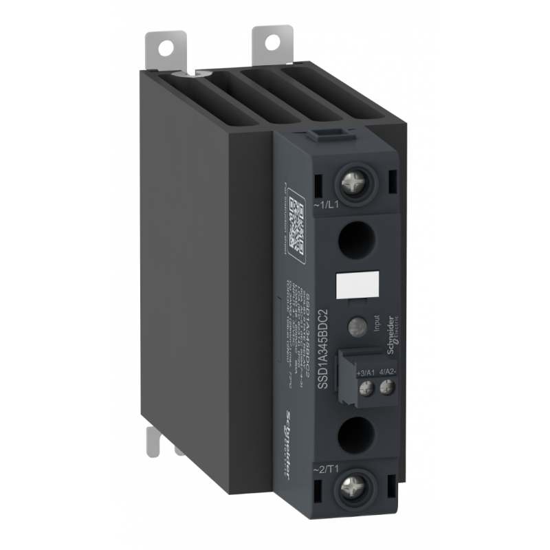SSD1A345BDC2 - Твердотельное реле (1-фазное, 45А, DIN-рейка, винтовые клеммы, 4-32VDC/48-600VAC) Schneider Electric
