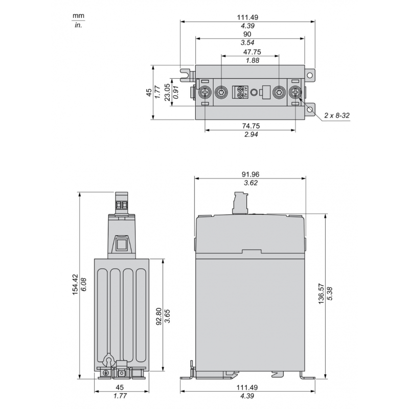SSD1A345M7C2 - Твердотельное реле (1-фазное, 45А, DIN-рейка, винтовые клеммы, 90-280VAC/DC / 48-600VAC) Schneider Electric