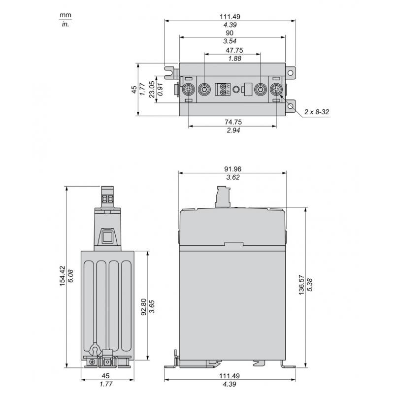 SSD1A360BDC2 - Твердотельное реле (1-фазное, 60А, DIN-рейка, винтовые клеммы, 4-32VDC/48-600VAC) Schneider Electric