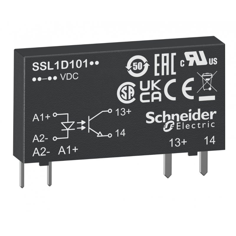 SSL1D101BD - Твердотельное реле DC (1-фазное, 0.1А, 16-30VDC/1-48VDC) Schneider Electric