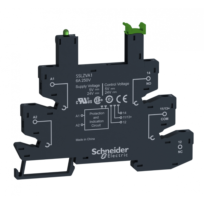 SSLZVA1 - Розетка для реле SSL (винтовые клеммы, светодиод, защита, питание 5-24VDC) Schneider Electric