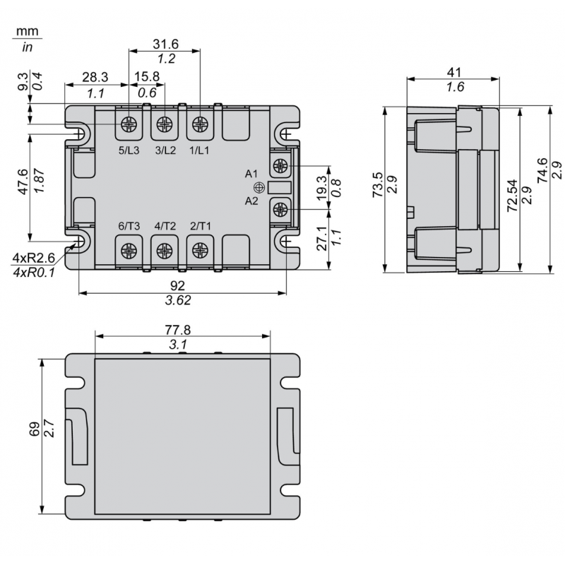 SSP3A250B7T - Твердотельное реле (3-фазное, 50А, панельный монтаж, 18-36VAC/42-660VAC) Schneider Electric